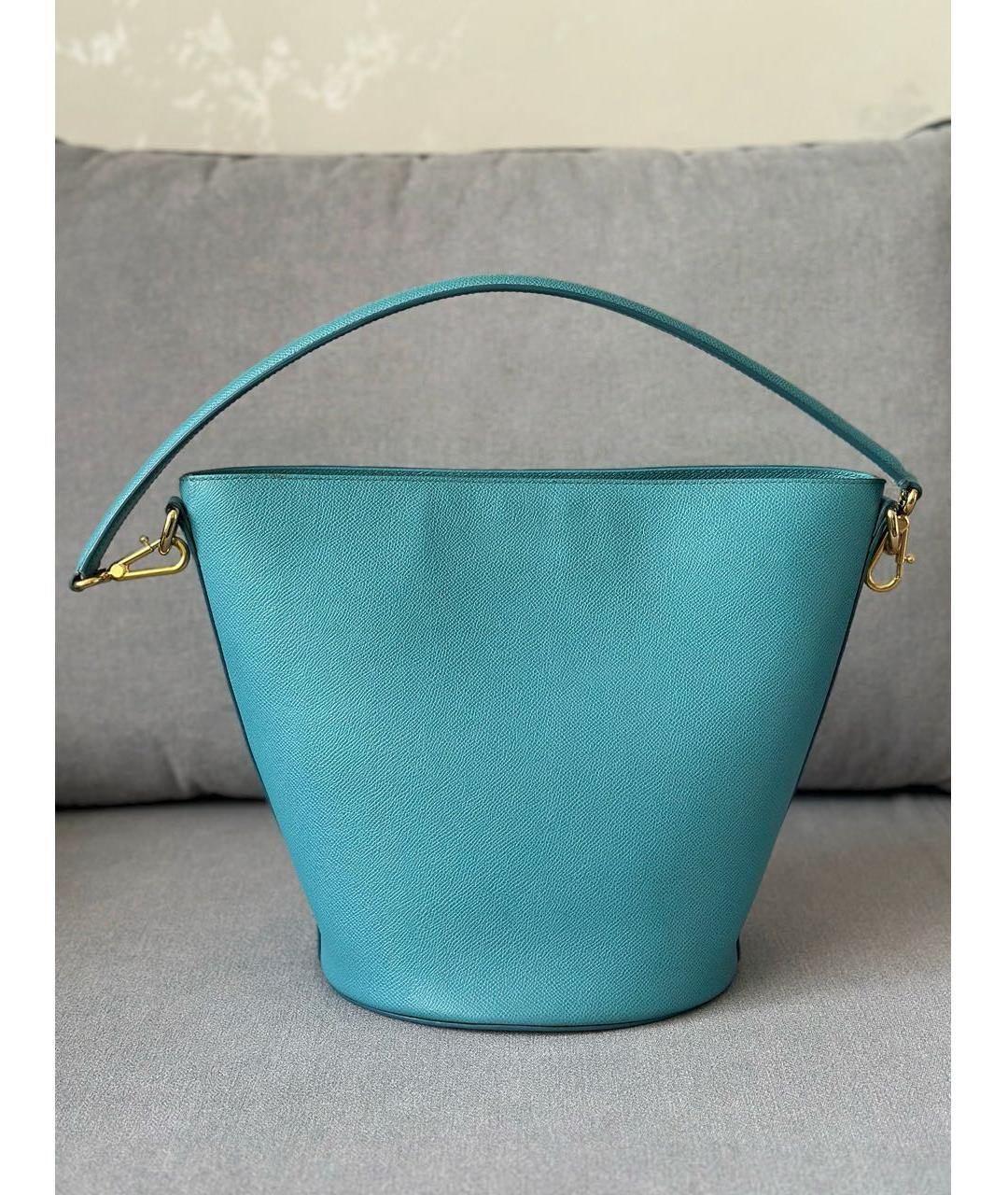 DOLCE&GABBANA Голубая кожаная сумка тоут, фото 4