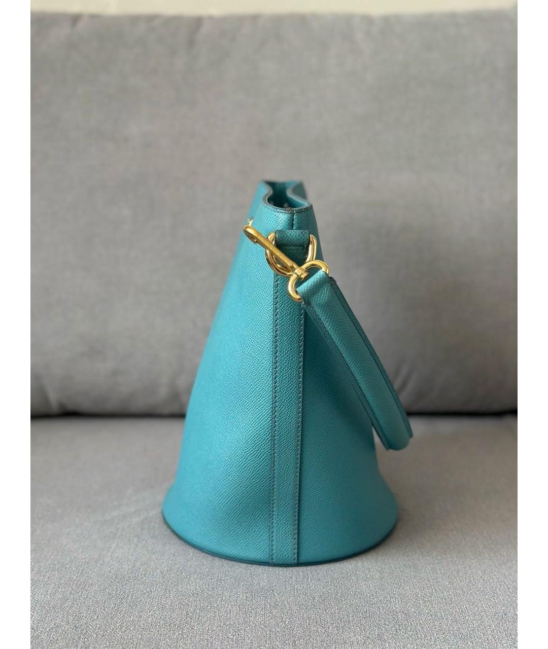 DOLCE&GABBANA Голубая кожаная сумка тоут, фото 6