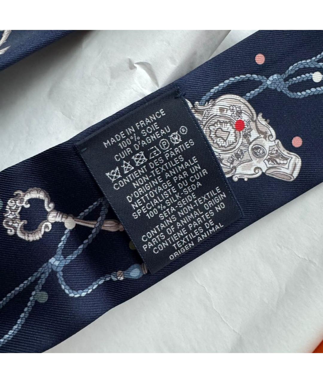 HERMES Темно-синий шелковый платок, фото 6