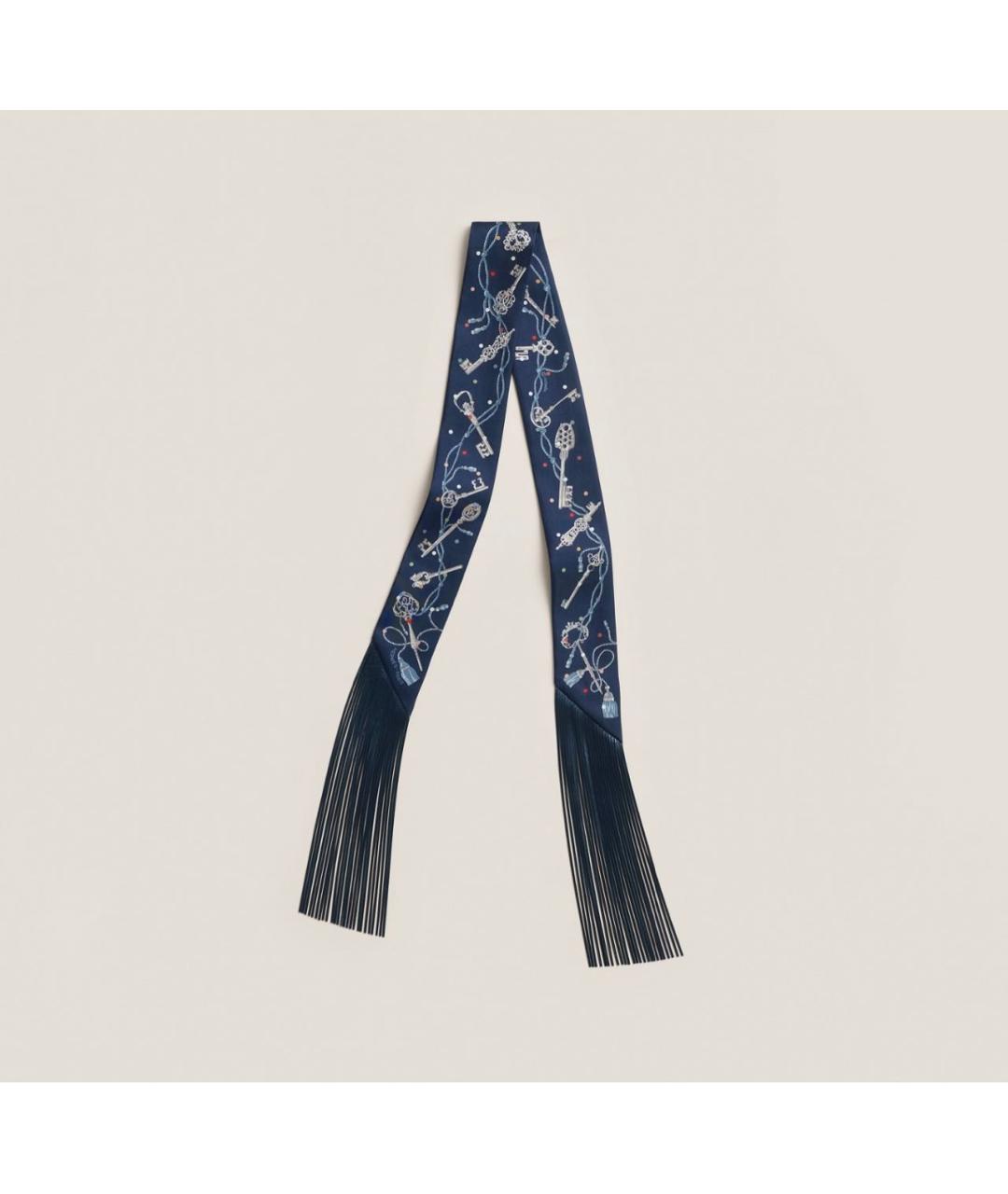 HERMES Темно-синий шелковый платок, фото 7