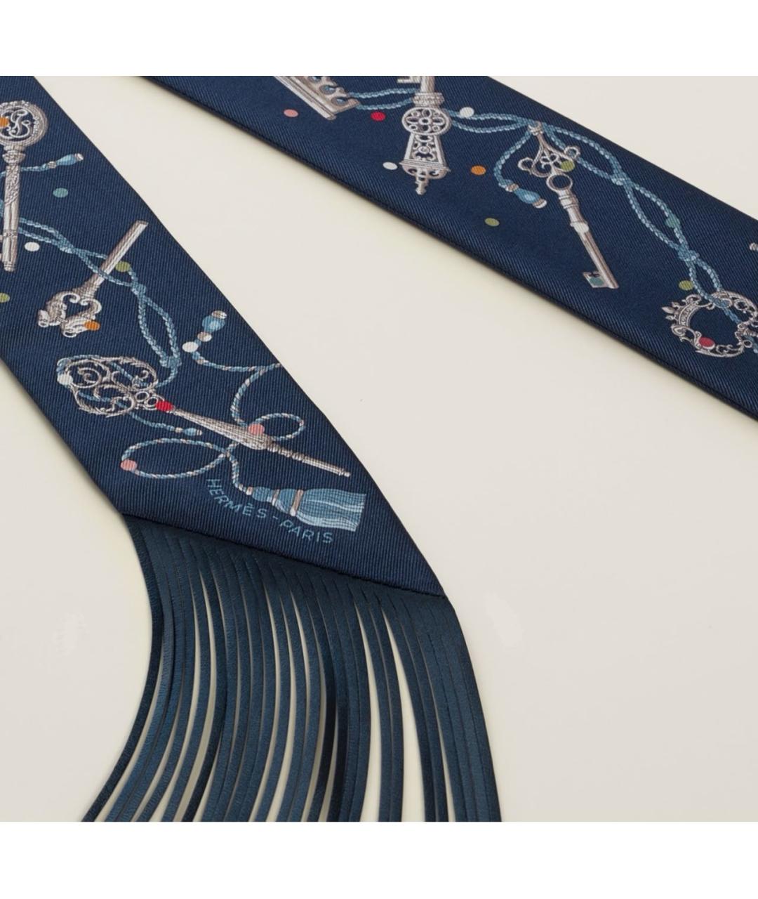 HERMES Темно-синий шелковый платок, фото 2