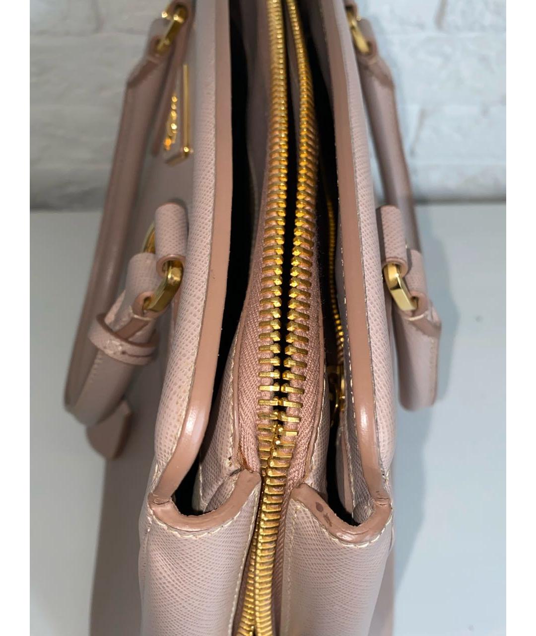 PRADA Бежевая кожаная сумка с короткими ручками, фото 7