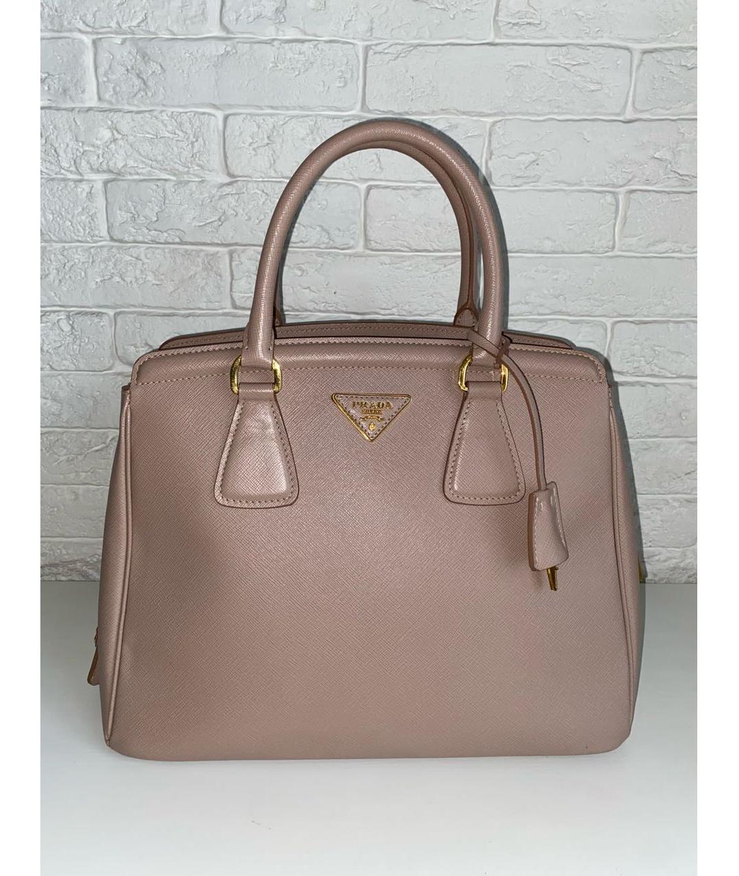 PRADA Бежевая кожаная сумка с короткими ручками, фото 9