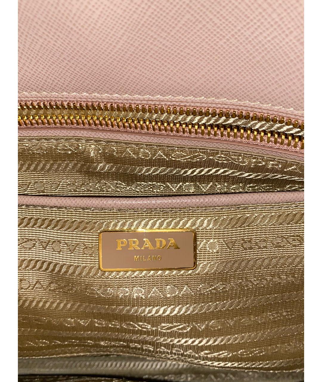 PRADA Бежевая кожаная сумка с короткими ручками, фото 6
