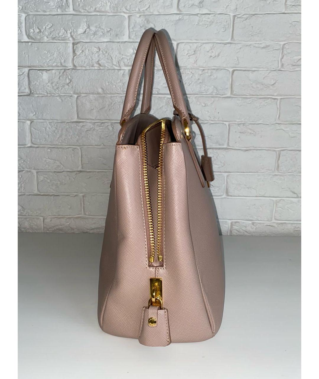 PRADA Бежевая кожаная сумка с короткими ручками, фото 4