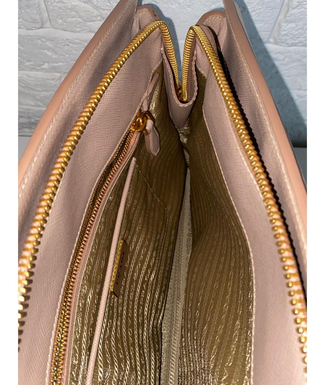 PRADA Бежевая кожаная сумка с короткими ручками, фото 5