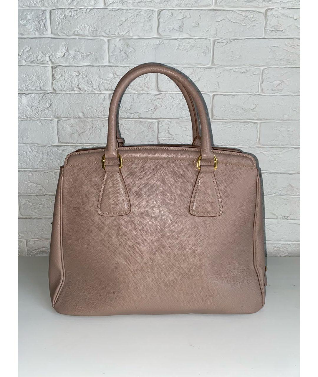 PRADA Бежевая кожаная сумка с короткими ручками, фото 3