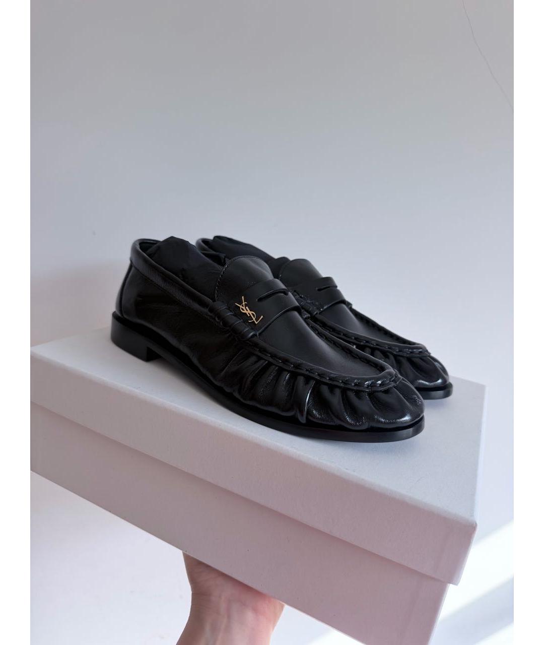 SAINT LAURENT Черные кожаные туфли, фото 5