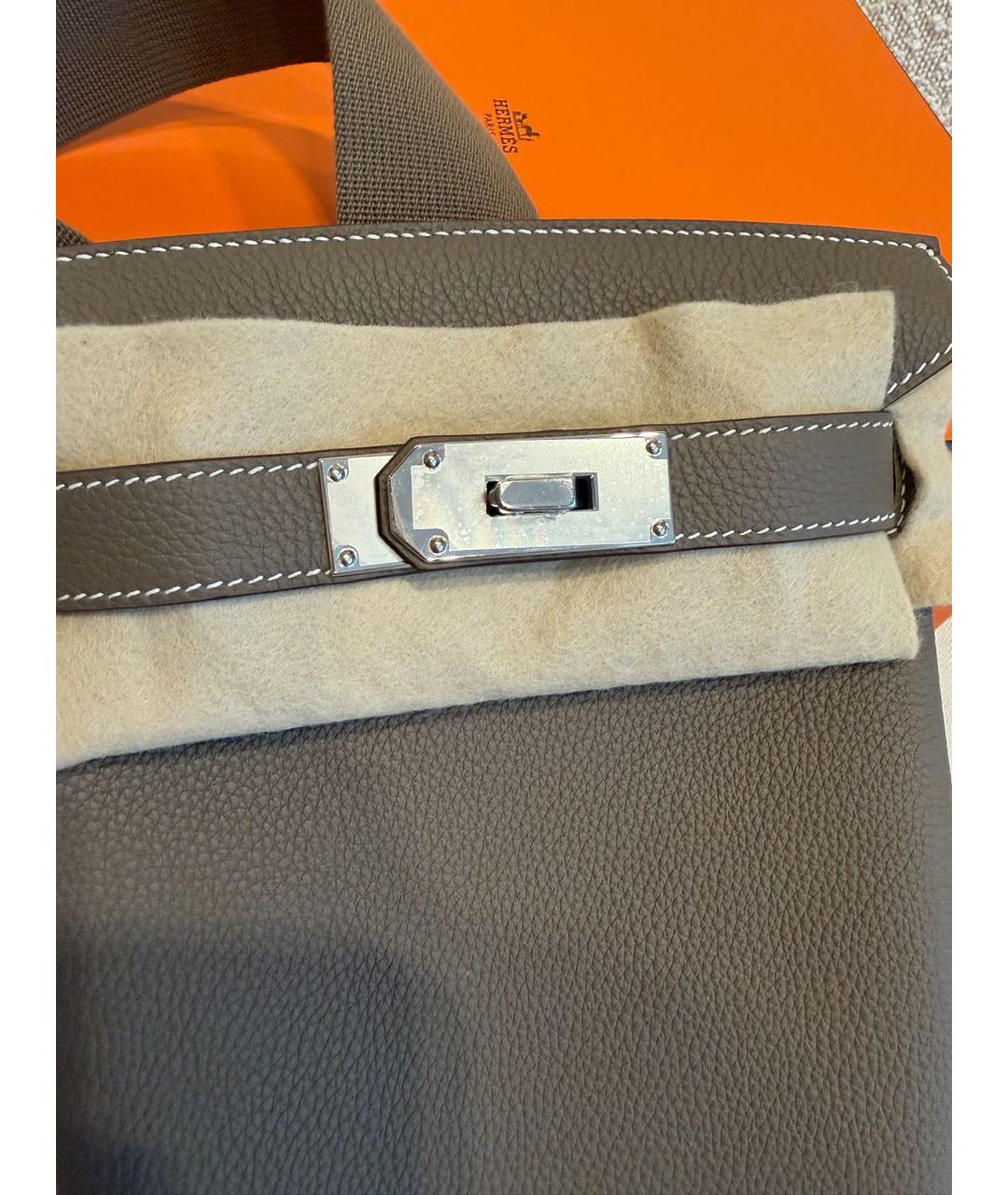 HERMES Серая кожаная сумка на плечо, фото 3