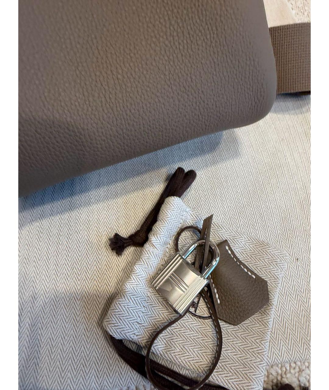 HERMES Серая кожаная сумка на плечо, фото 4