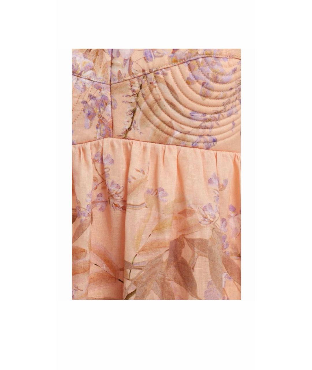 ZIMMERMANN Коралловый льняной сарафан, фото 3