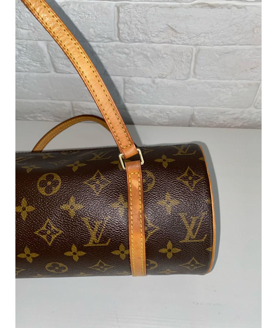 LOUIS VUITTON Коричневая кожаная сумка с короткими ручками, фото 4