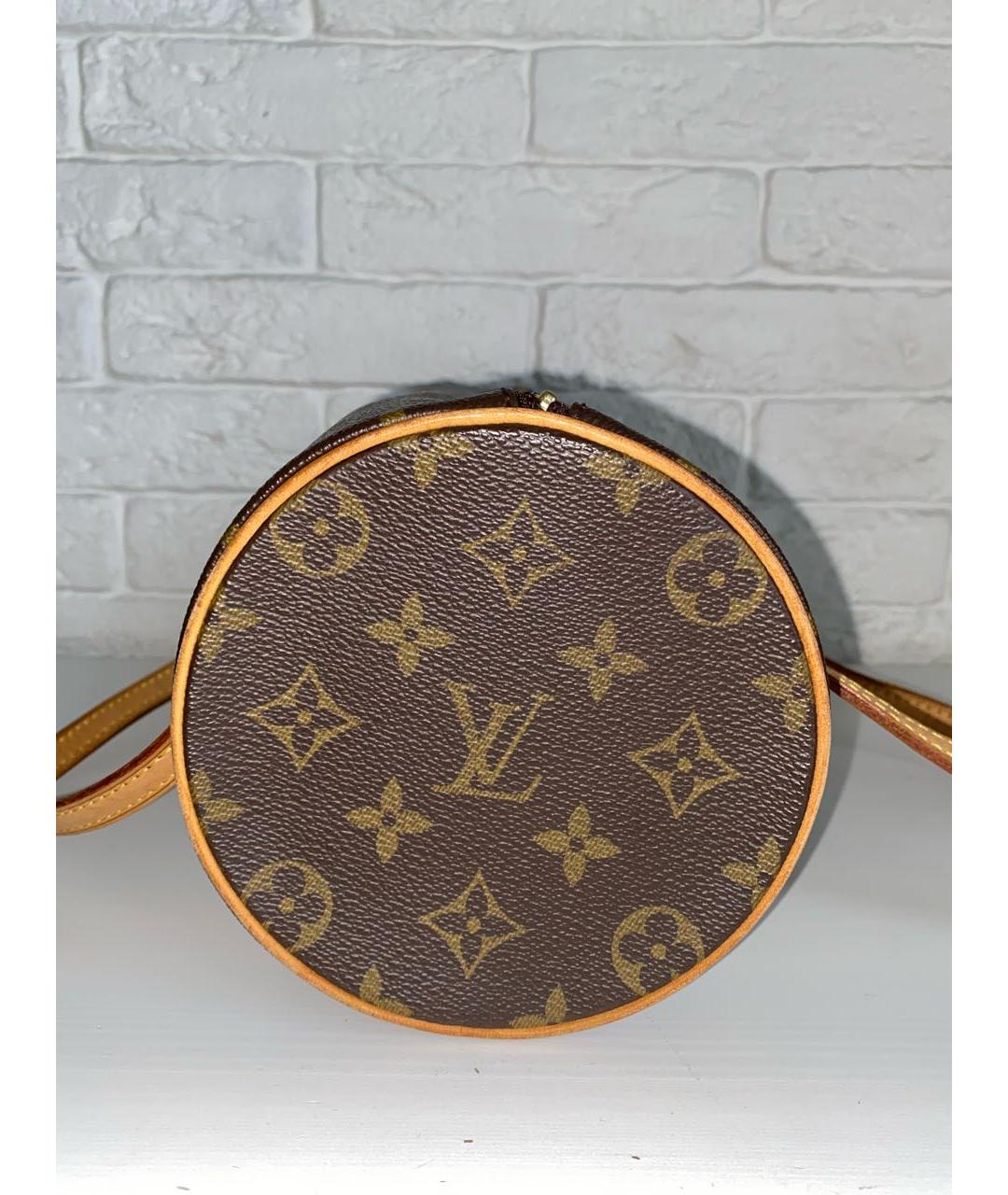 LOUIS VUITTON Коричневая кожаная сумка с короткими ручками, фото 7