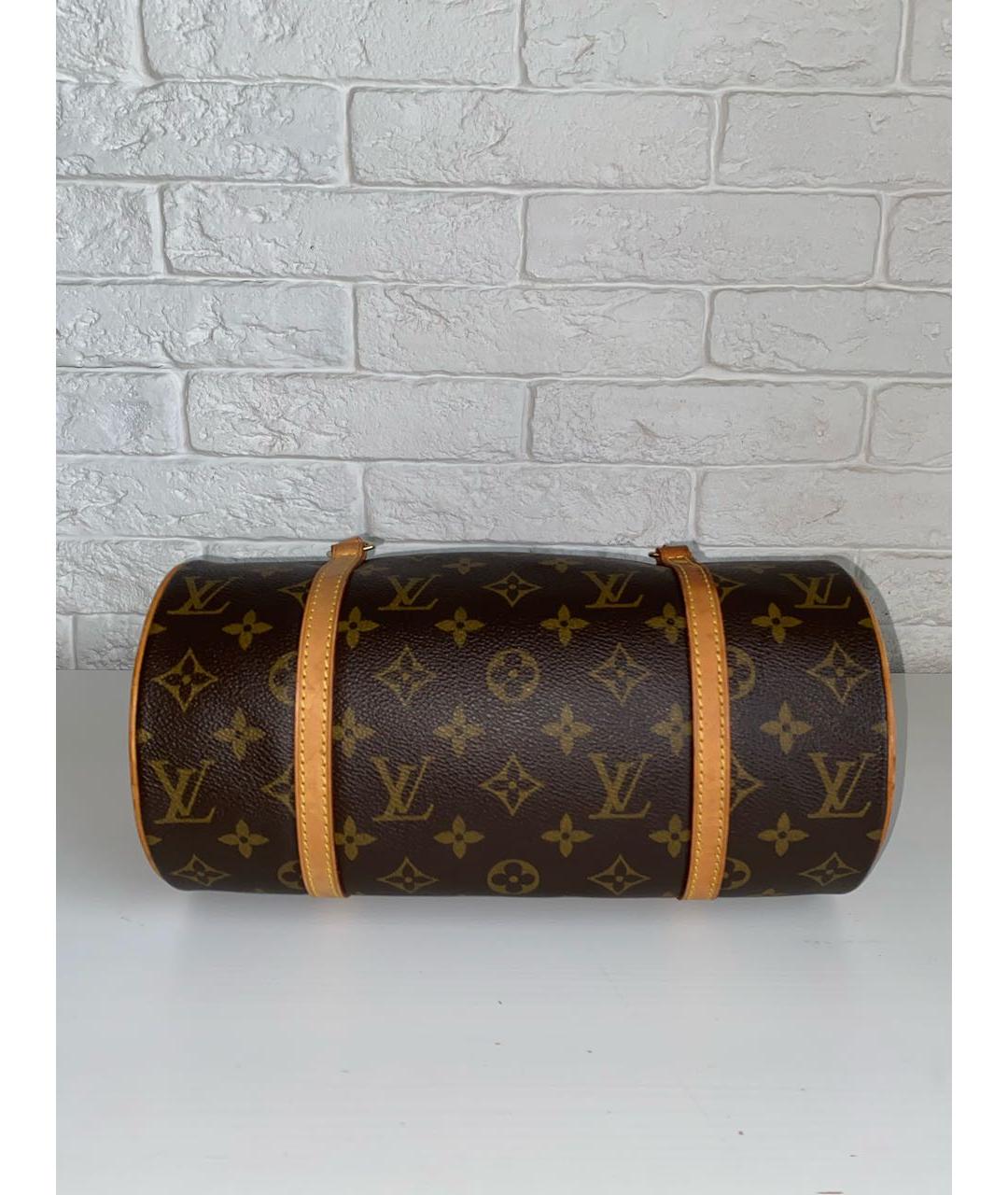 LOUIS VUITTON Коричневая кожаная сумка с короткими ручками, фото 3