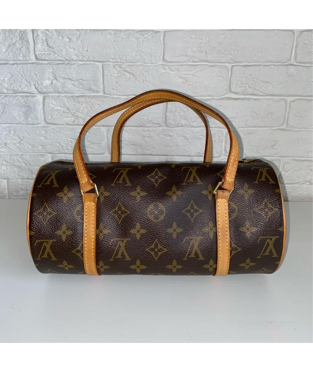LOUIS VUITTON Коричневая кожаная сумка с короткими ручками, фото 9