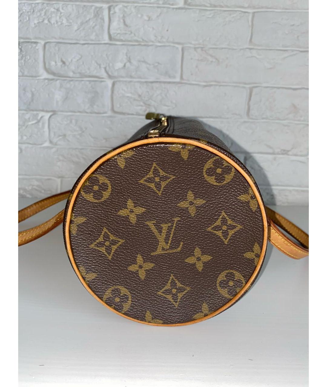 LOUIS VUITTON Коричневая кожаная сумка с короткими ручками, фото 8