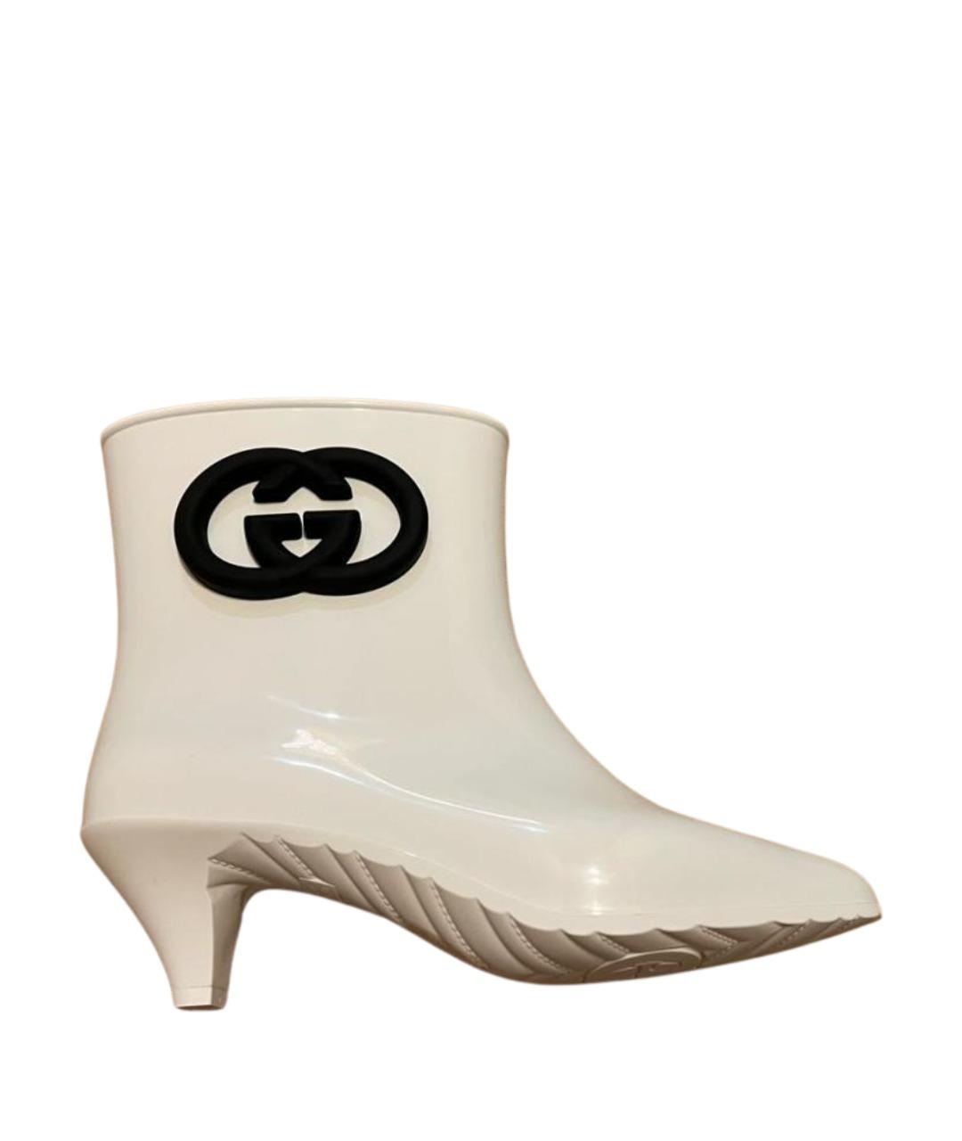 GUCCI Белые резиновые ботильоны, фото 1