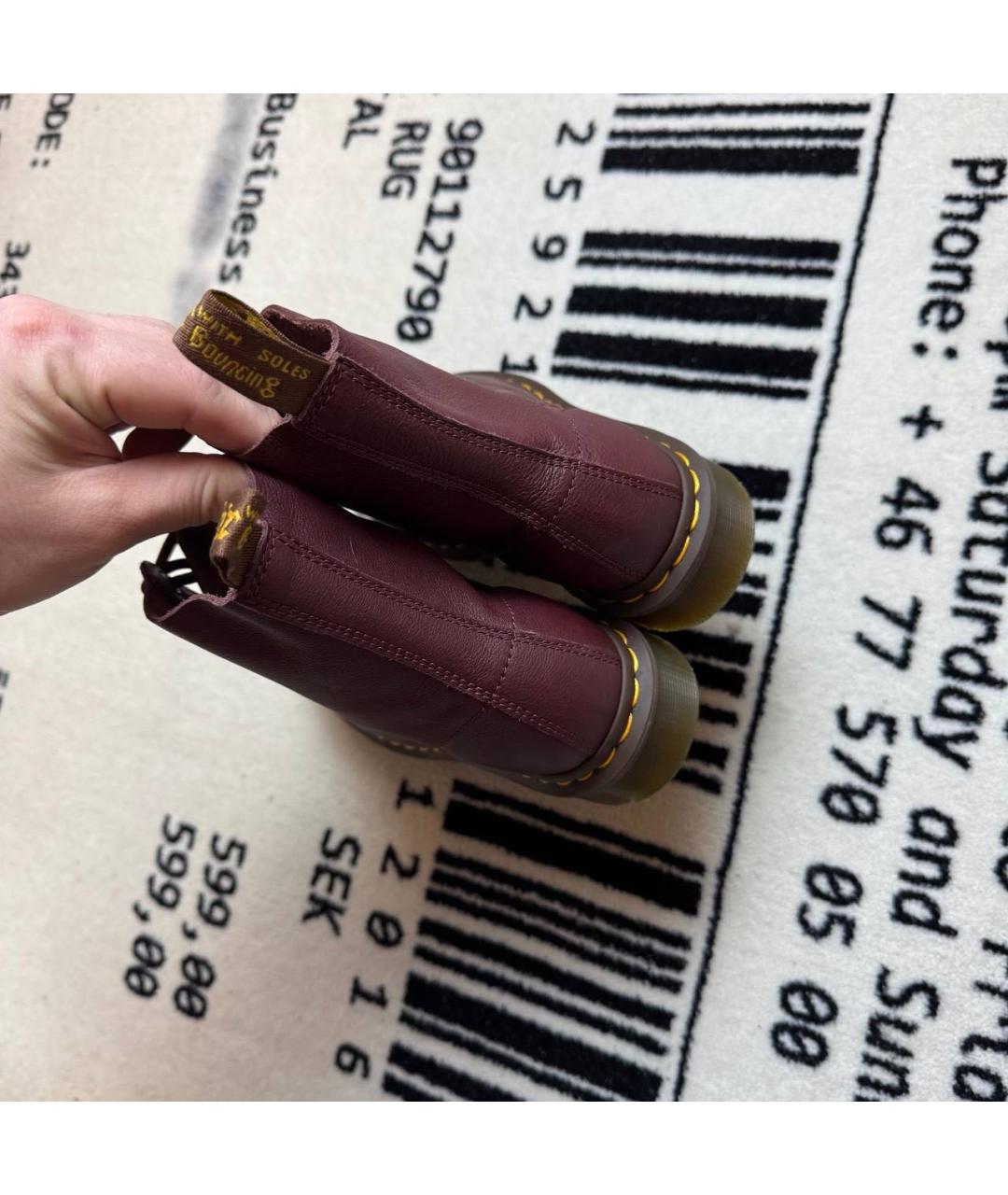 DR. MARTENS Бордовые кожаные ботинки, фото 4