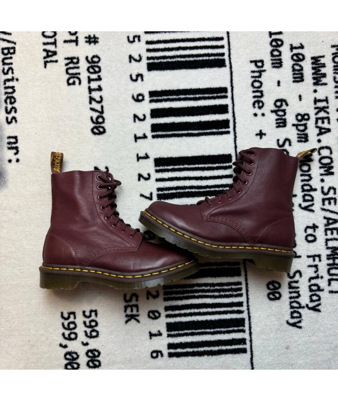 DR. MARTENS Бордовые кожаные ботинки, фото 6