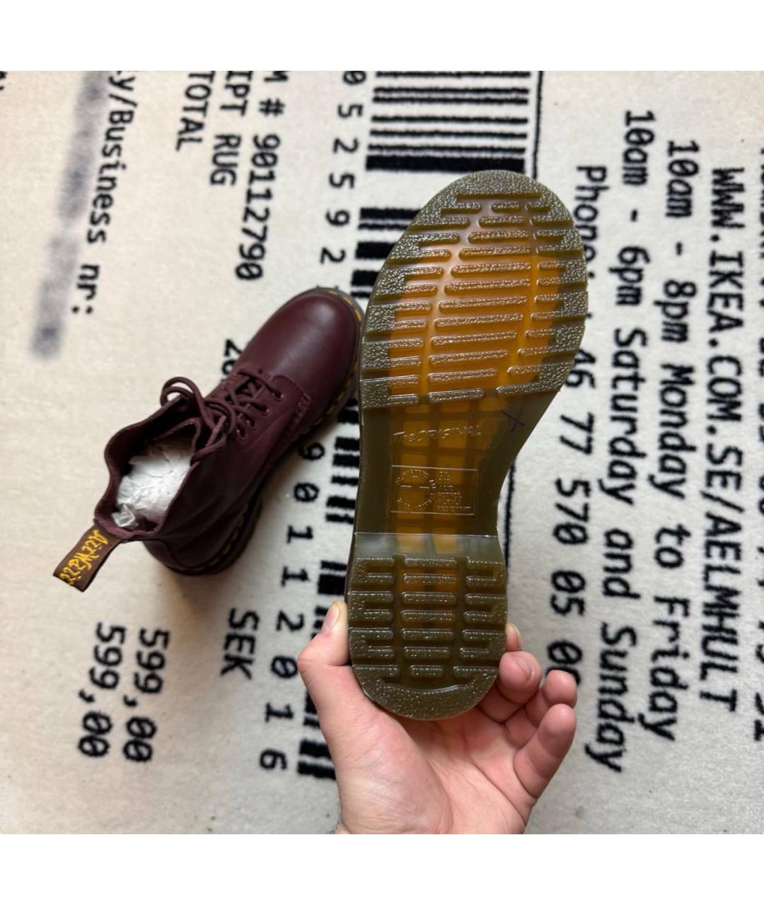 DR. MARTENS Бордовые кожаные ботинки, фото 5