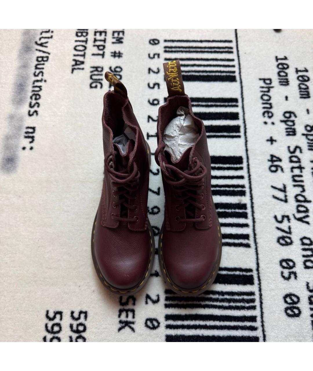 DR. MARTENS Бордовые кожаные ботинки, фото 2