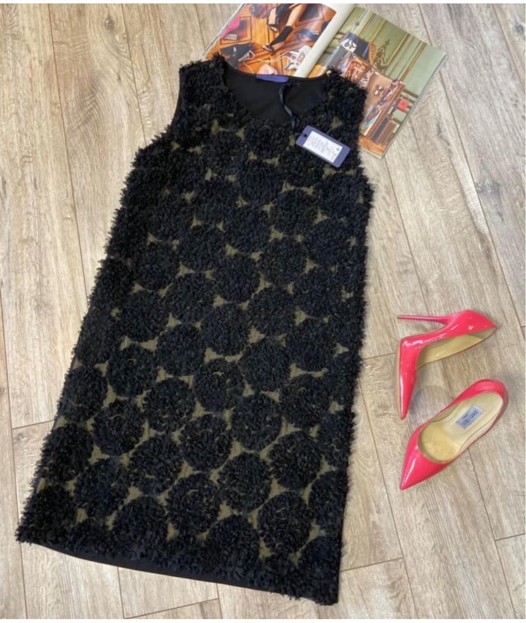 LES COPAINS Черное вискозное вечернее платье, фото 3