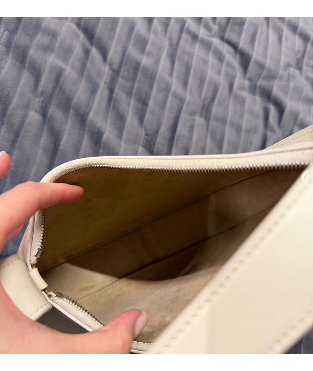 THE ROW Белая кожаная сумка с короткими ручками, фото 4