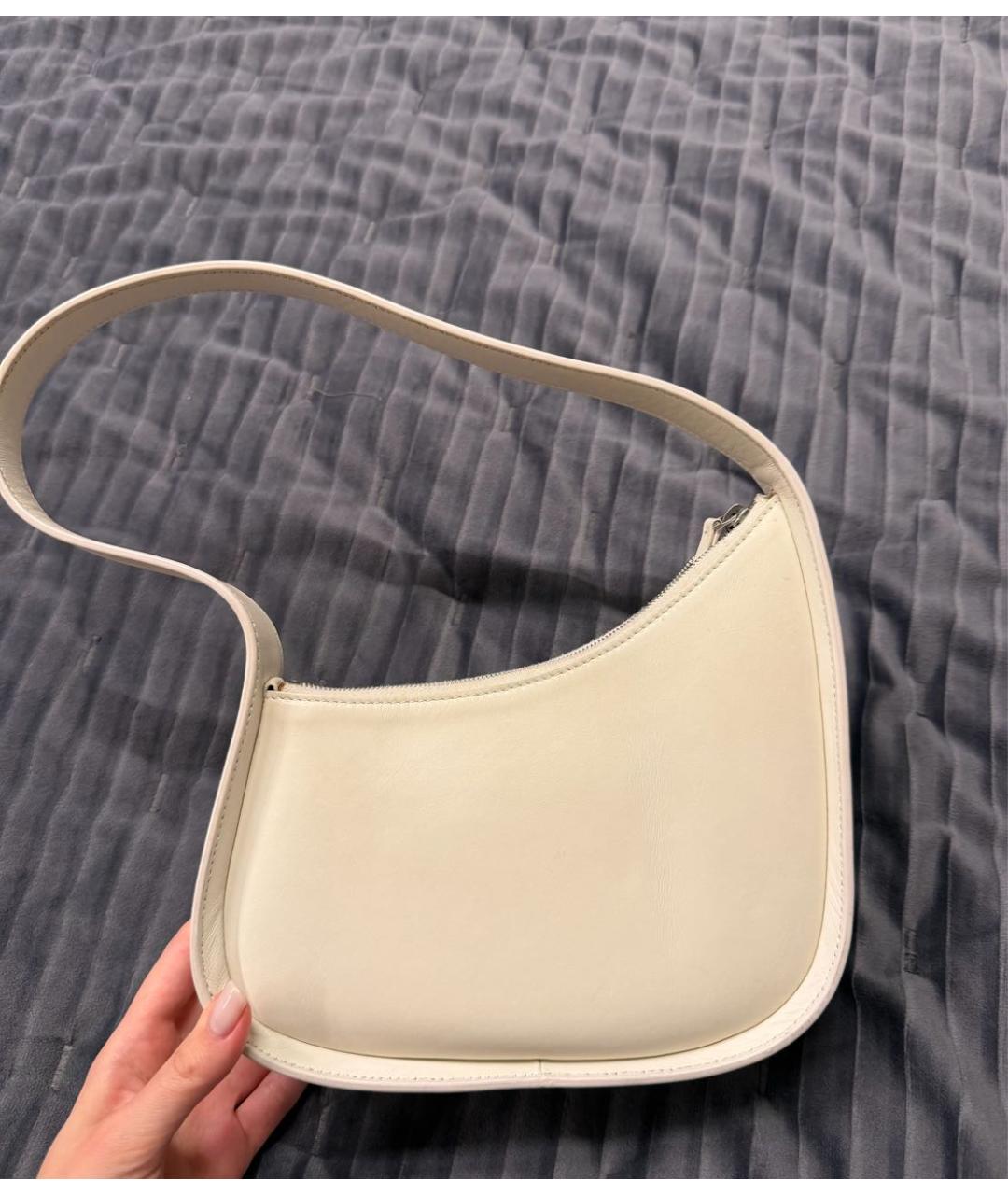 THE ROW Белая кожаная сумка с короткими ручками, фото 3