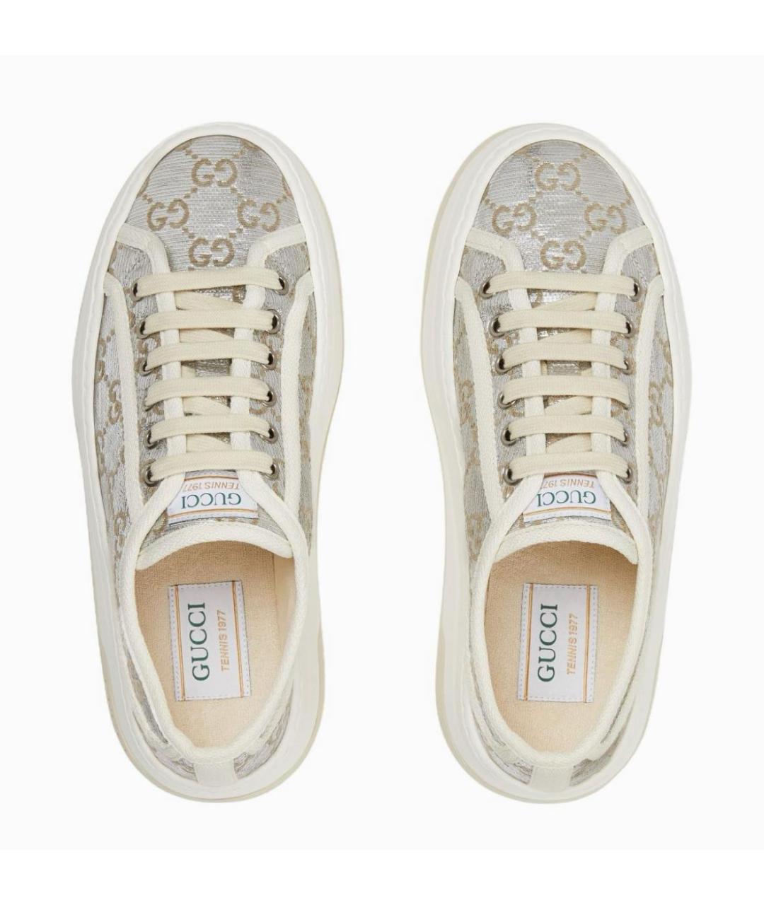 GUCCI Серебряные кожаные кеды, фото 3