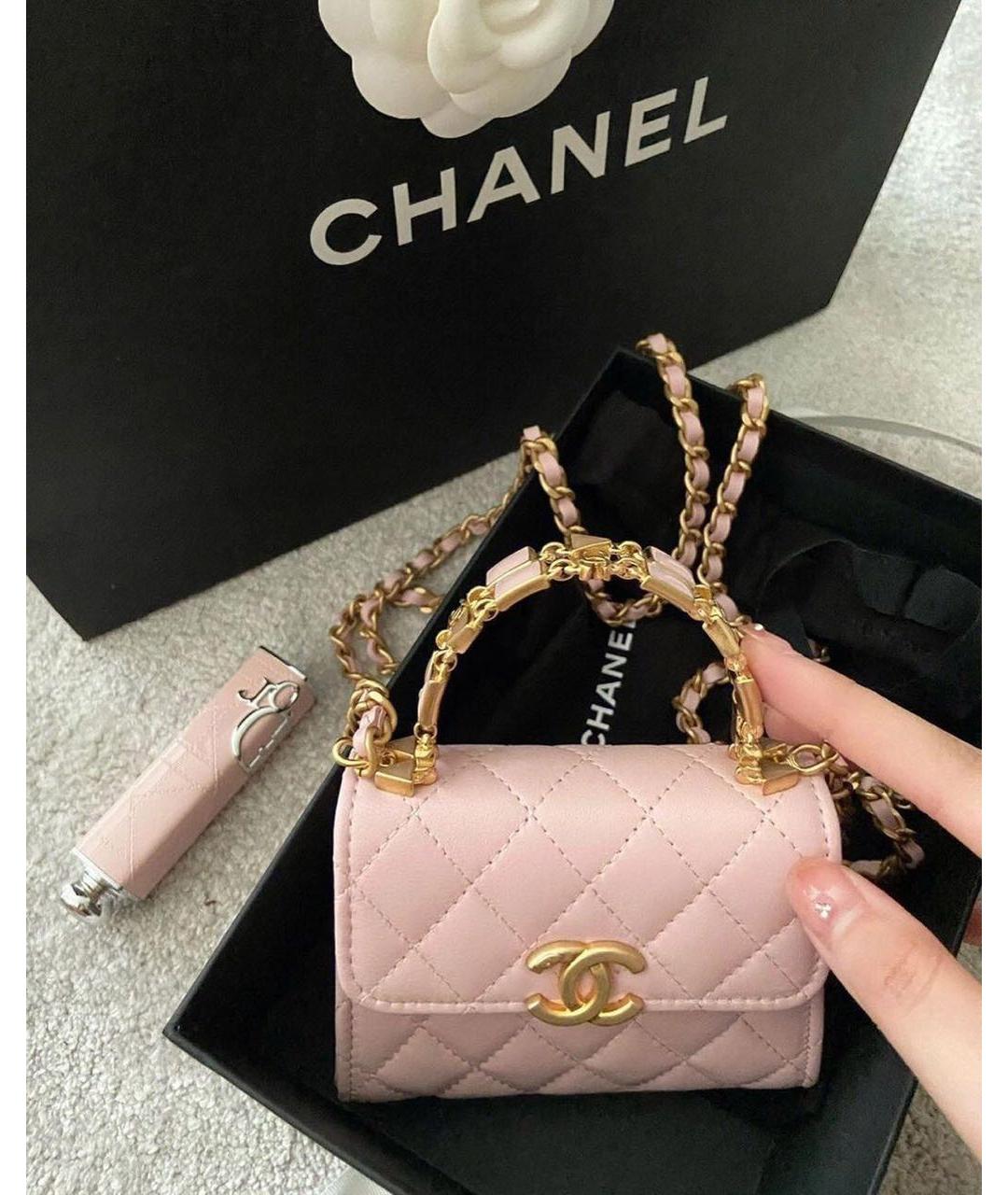 CHANEL Розовая кожаная сумка через плечо, фото 3