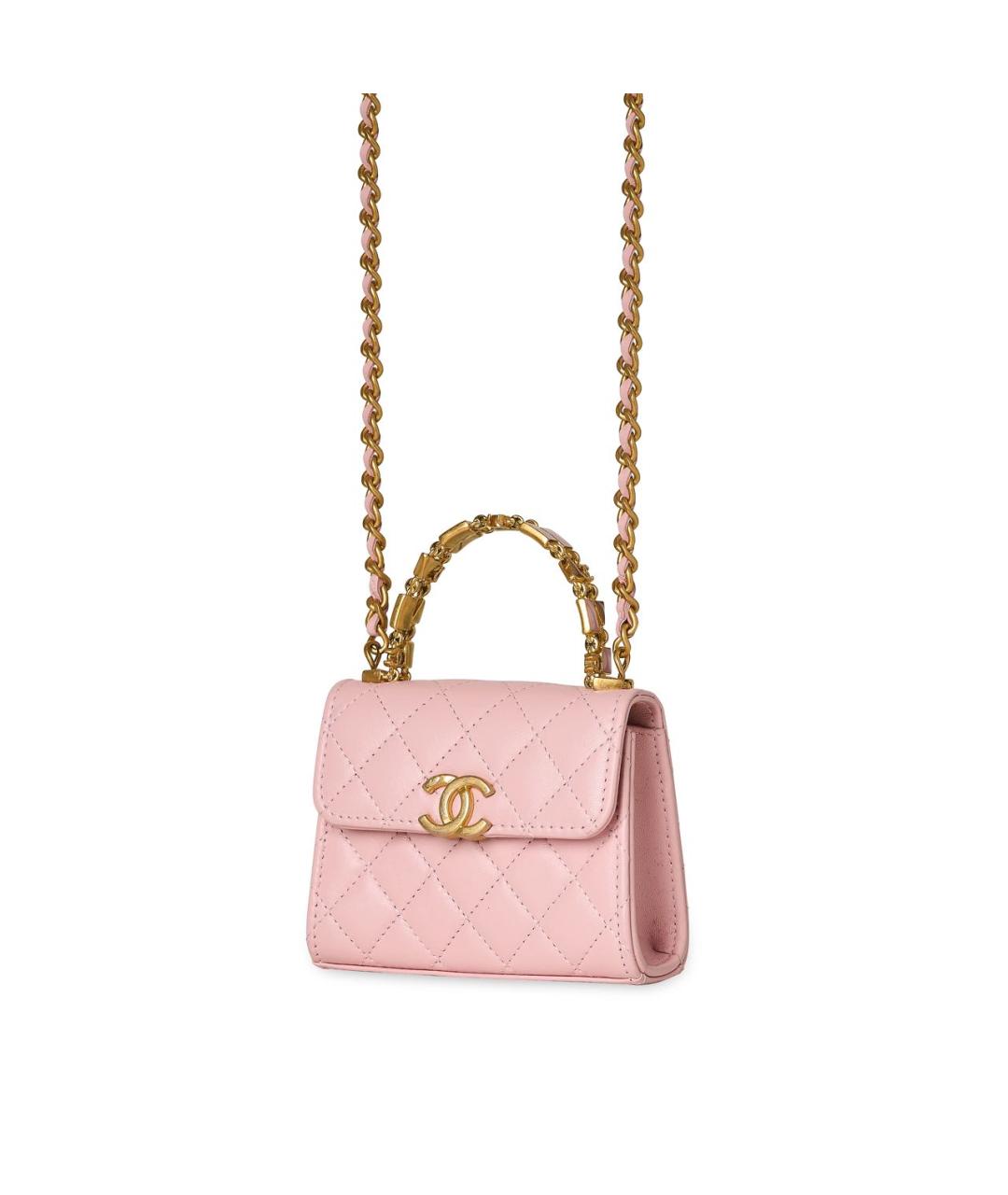 CHANEL Розовая кожаная сумка через плечо, фото 2