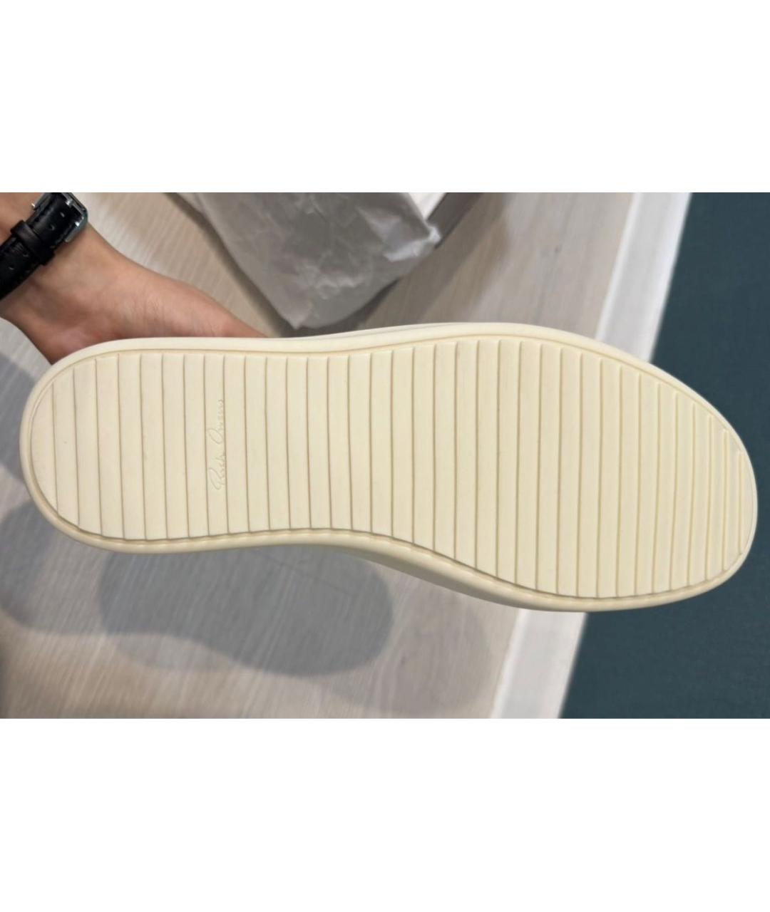 RICK OWENS DRKSHDW Антрацитовые кожаные низкие кроссовки / кеды, фото 4