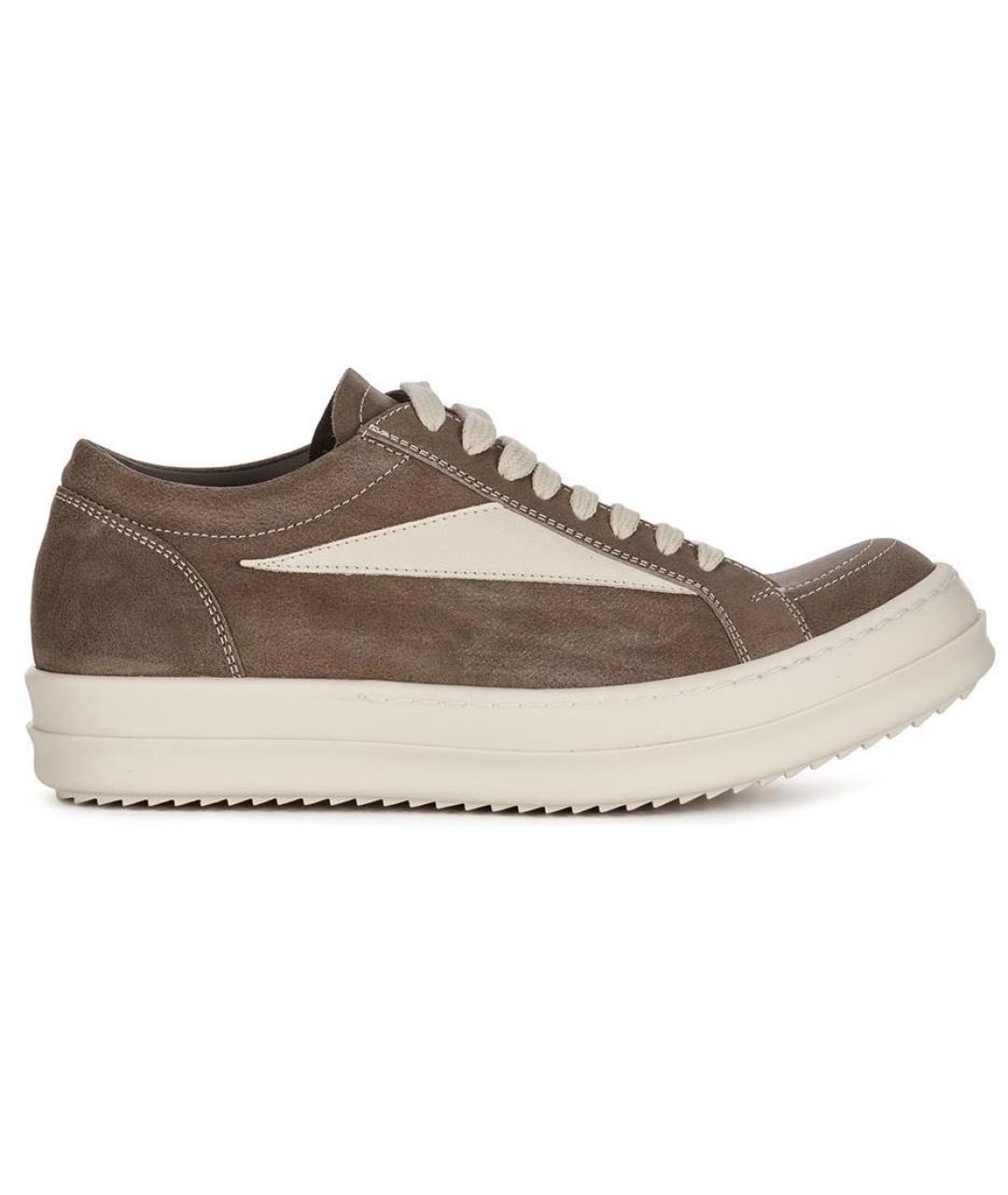 RICK OWENS DRKSHDW Антрацитовые кожаные низкие кроссовки / кеды, фото 1