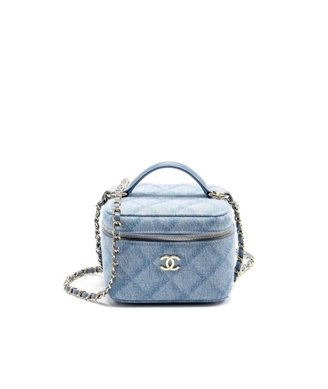 CHANEL Голубая деним сумка через плечо, фото 3
