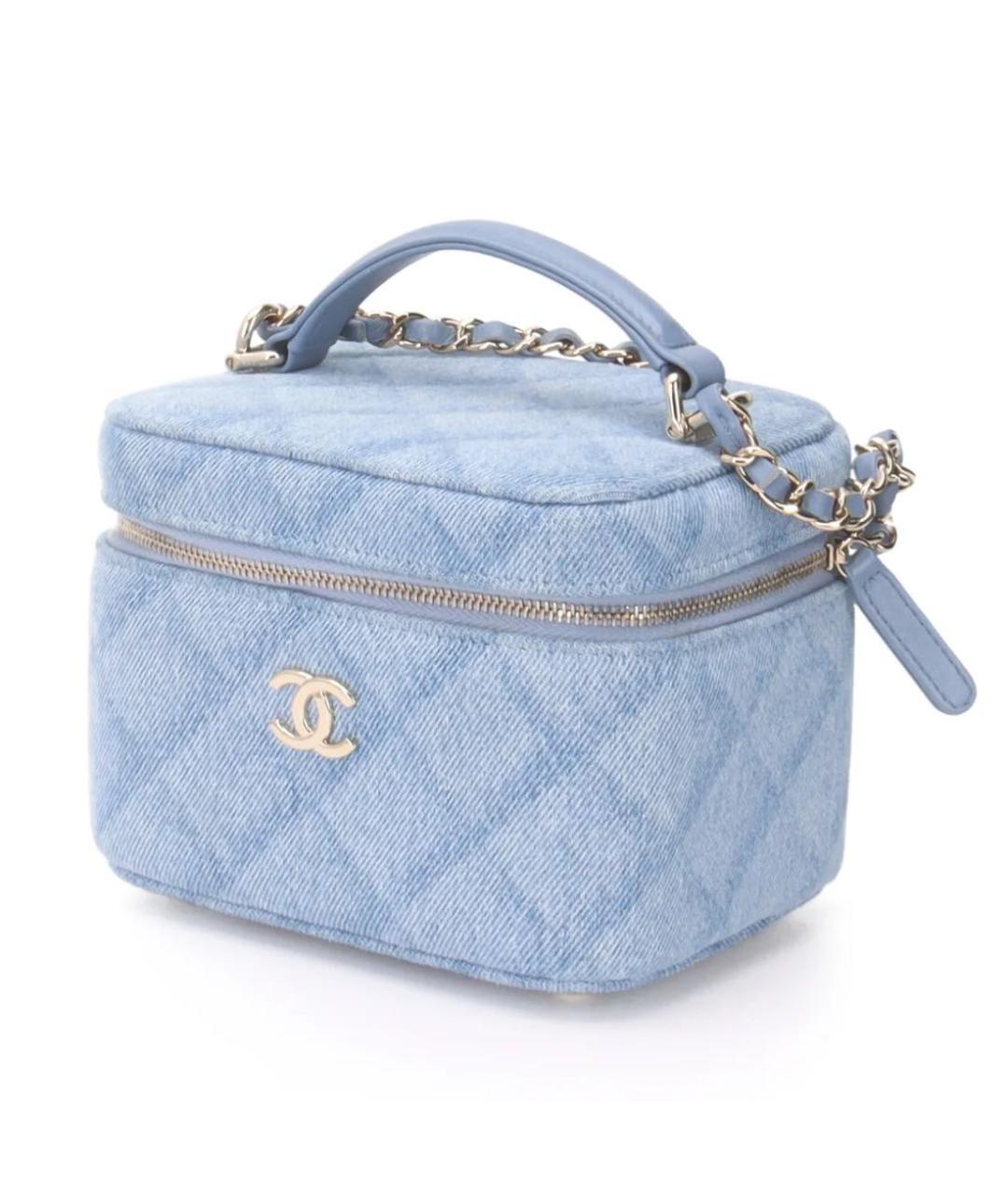 CHANEL Голубая деним сумка через плечо, фото 3