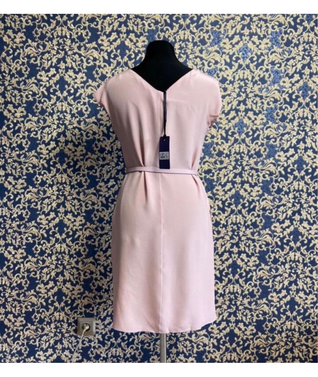 LES COPAINS Розовое шелковое повседневное платье, фото 2