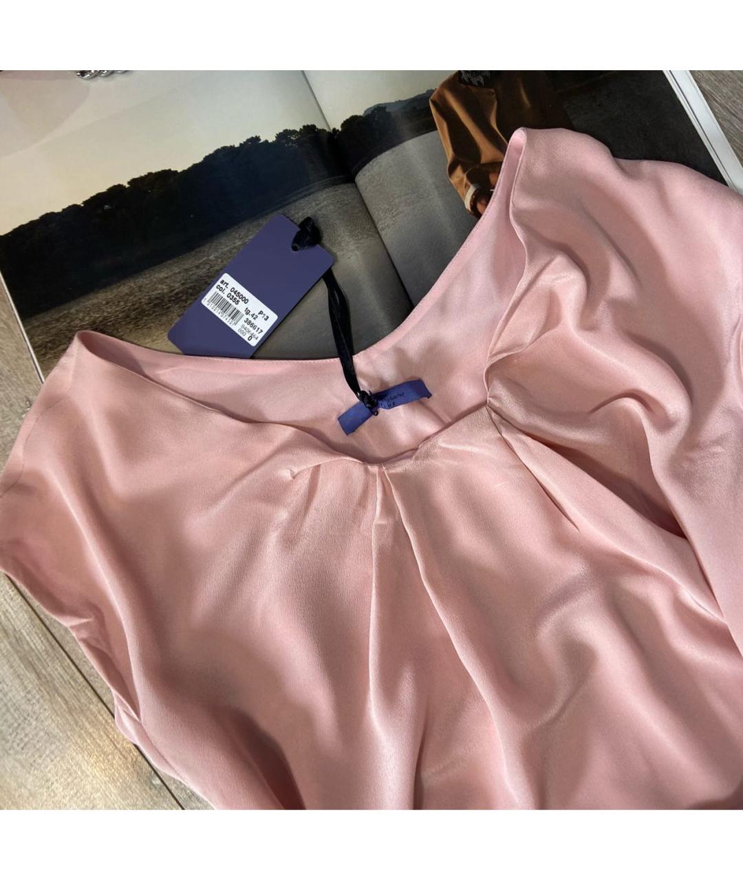 LES COPAINS Розовое шелковое повседневное платье, фото 4