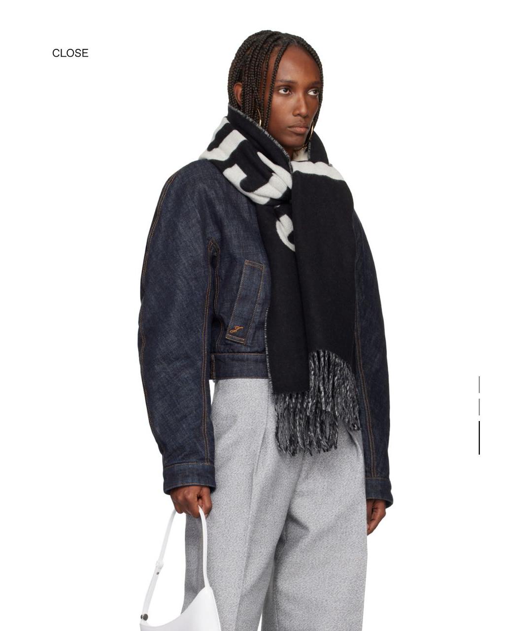 JACQUEMUS Черный шерстяной шарф, фото 3