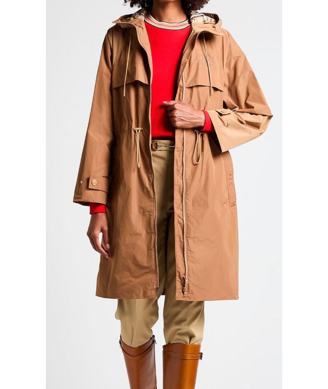 BURBERRY Коричневый полиэстеровый тренч/плащ, фото 4
