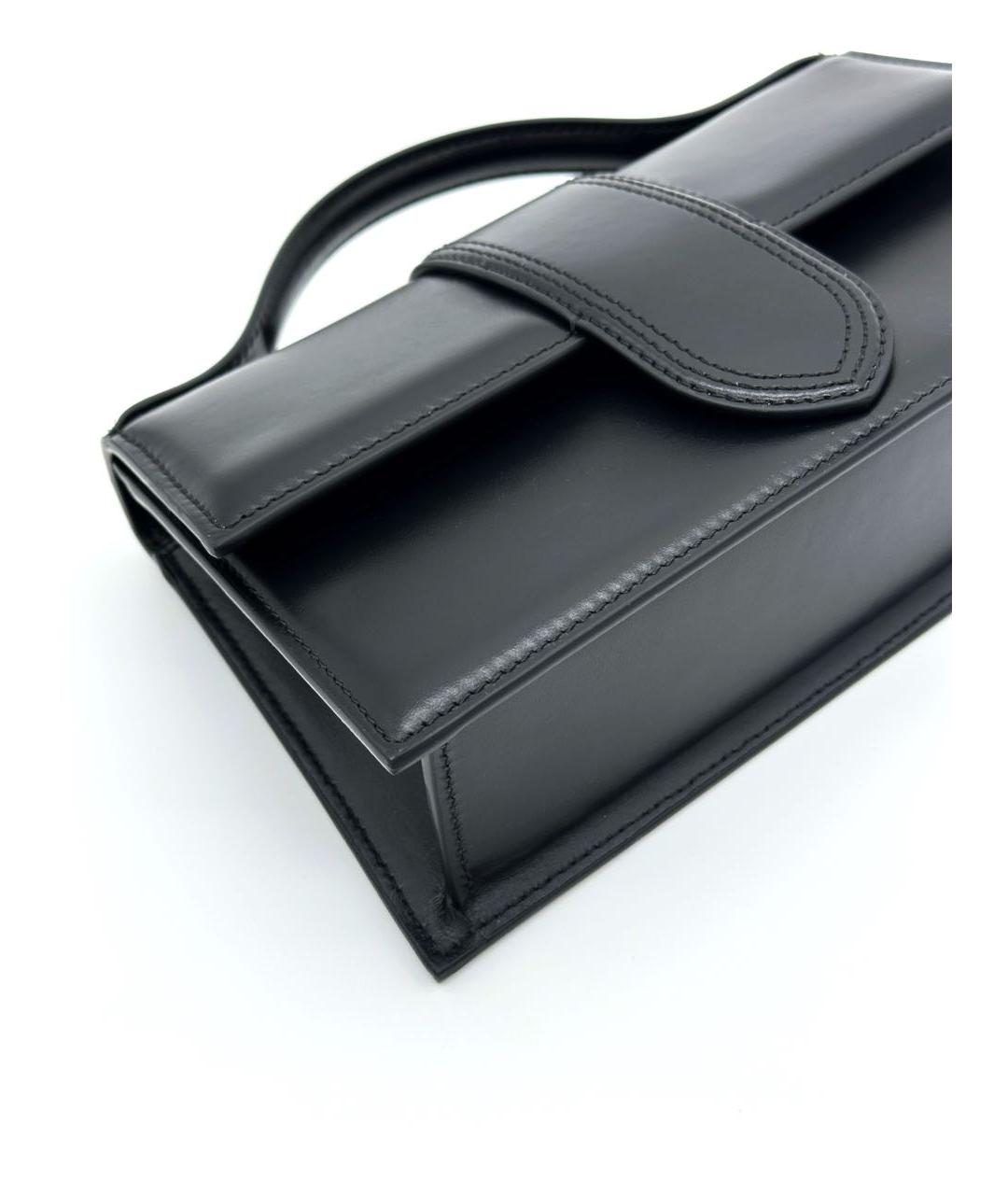 JACQUEMUS Черная кожаная сумка с короткими ручками, фото 4