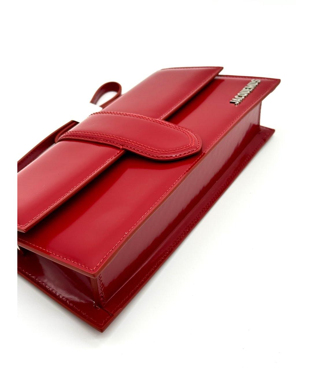 JACQUEMUS Красная сумка с короткими ручками из лакированной кожи, фото 2