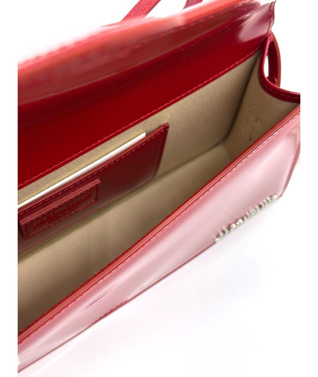 JACQUEMUS Красная сумка с короткими ручками из лакированной кожи, фото 4