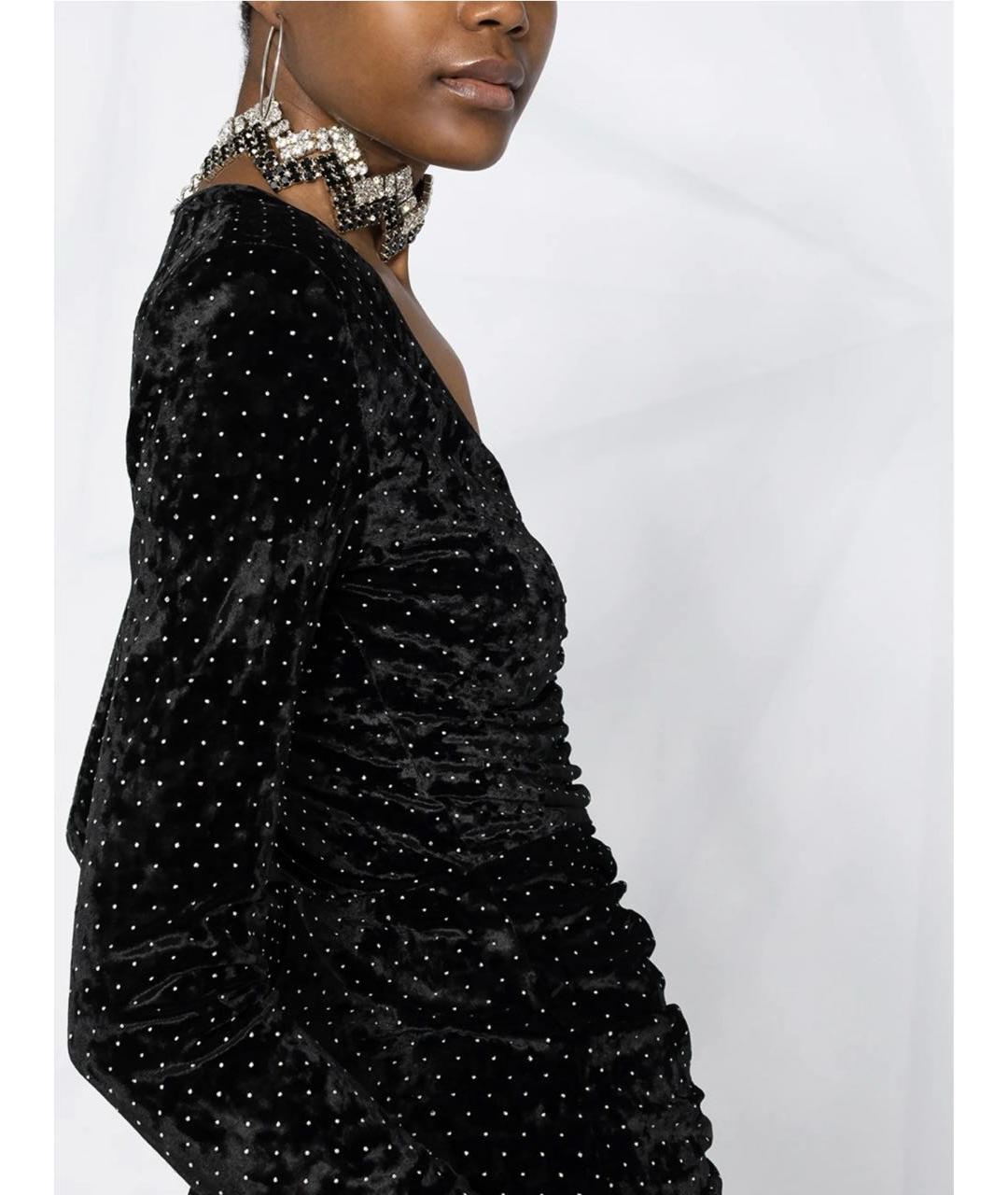 ROTATE Черное велюровое вечернее платье, фото 2