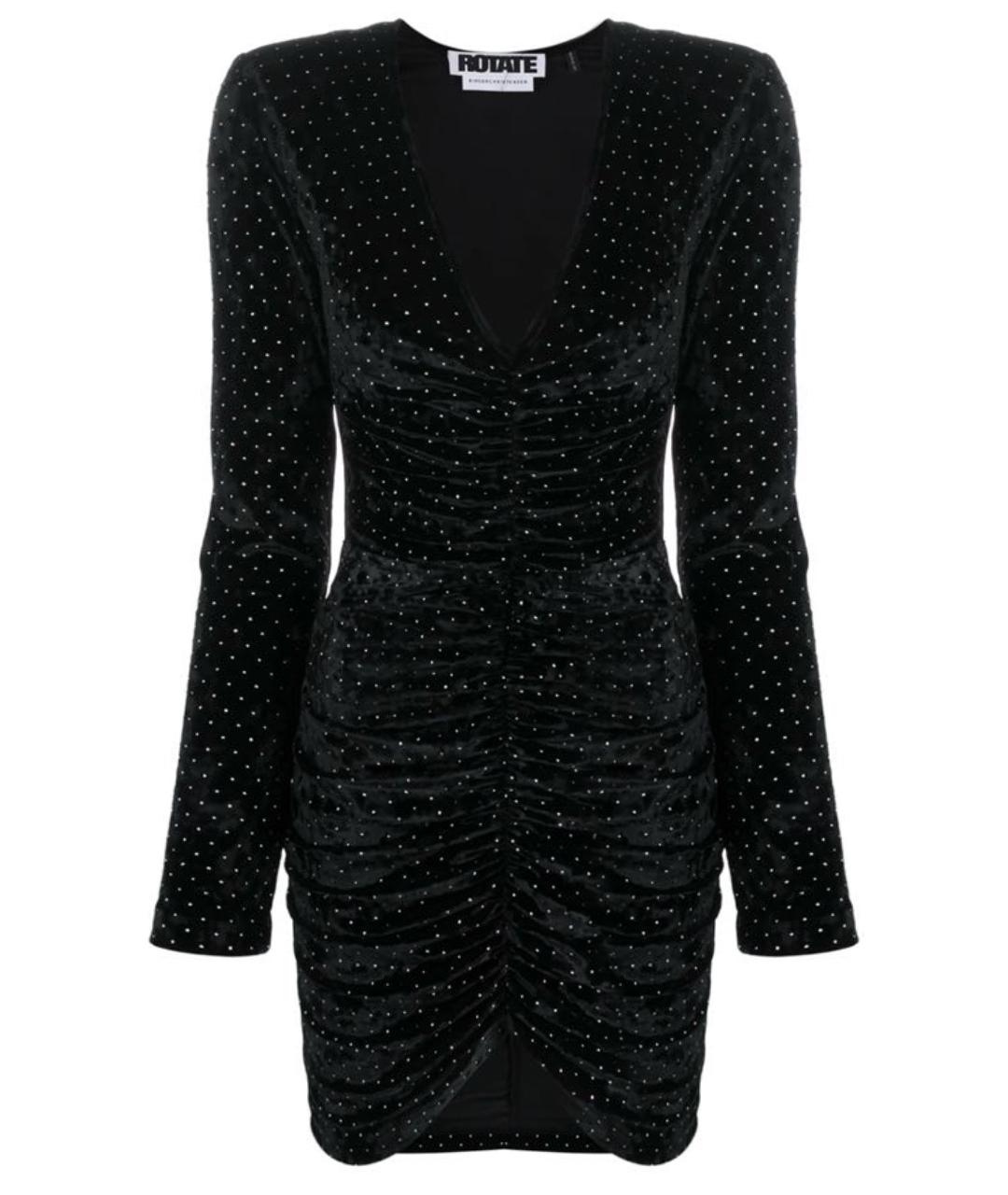 ROTATE Черное велюровое вечернее платье, фото 1