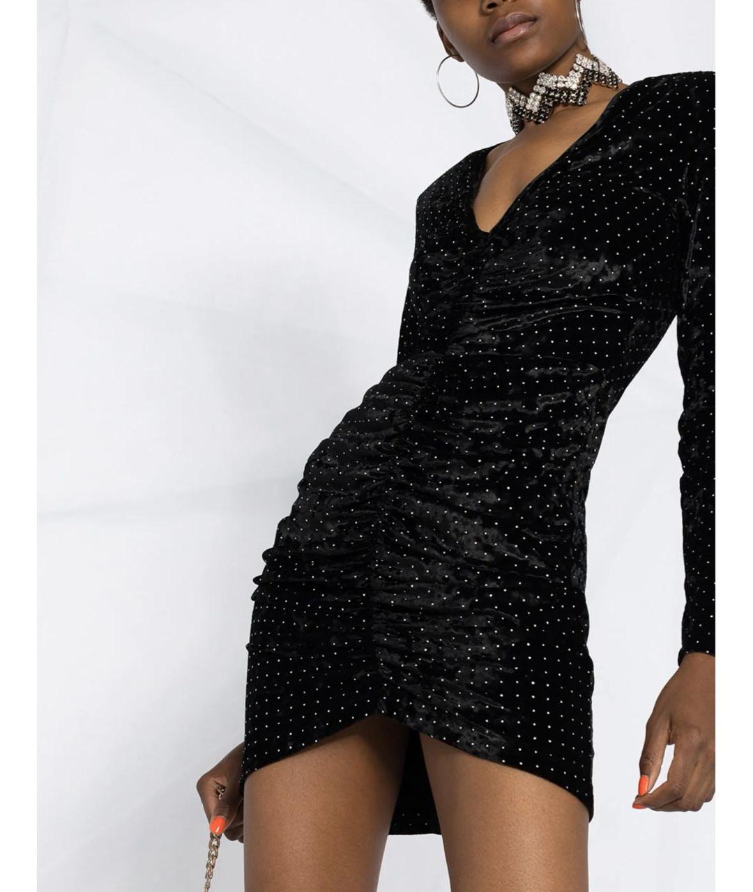 ROTATE Черное велюровое вечернее платье, фото 4