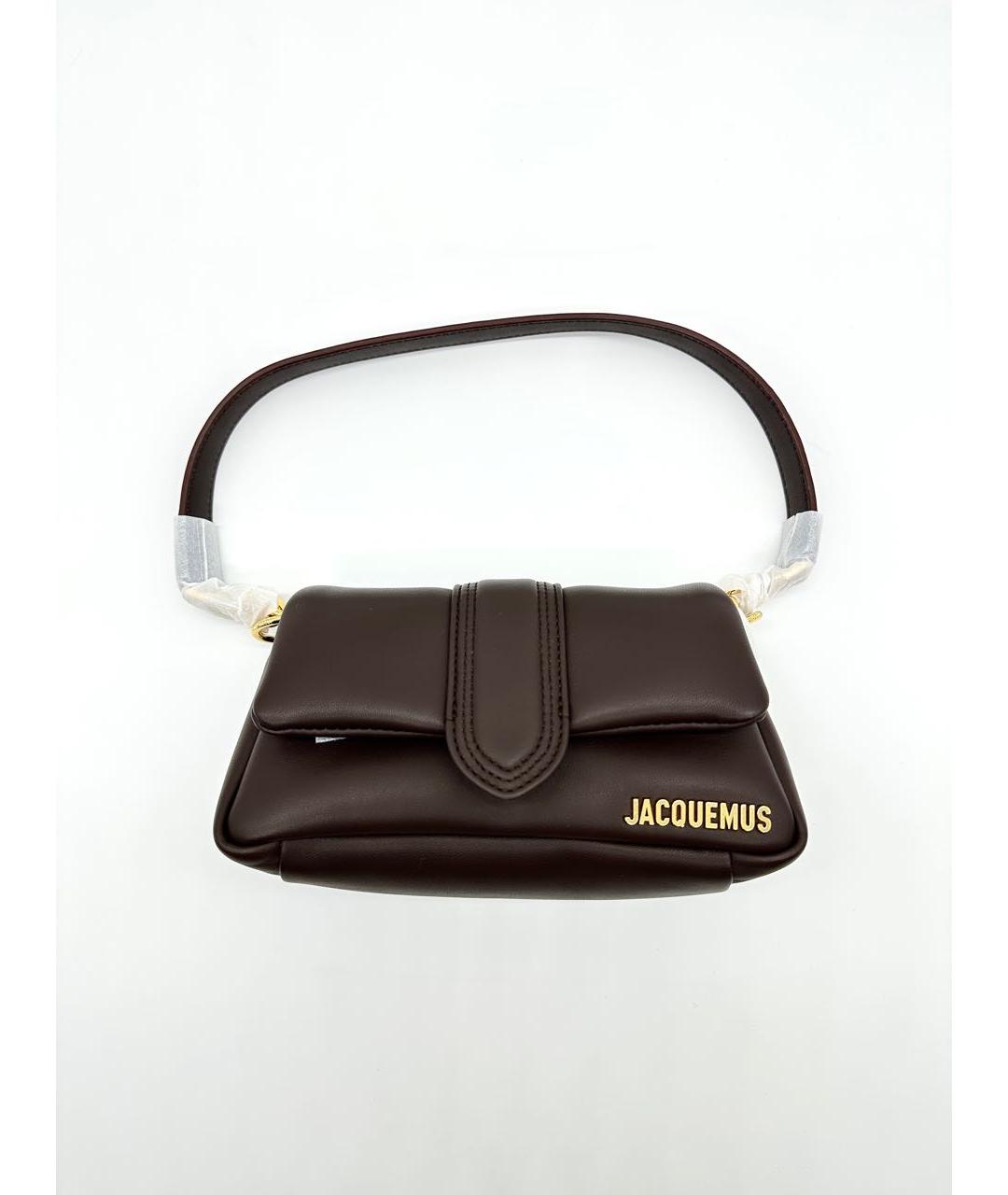 JACQUEMUS Коричневая кожаная сумка с короткими ручками, фото 5