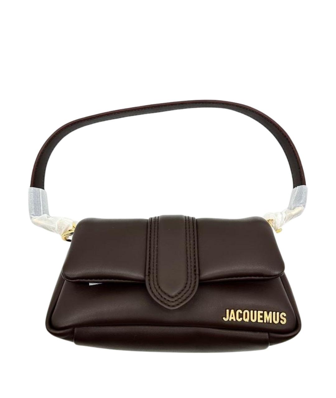 JACQUEMUS Коричневая кожаная сумка с короткими ручками, фото 1
