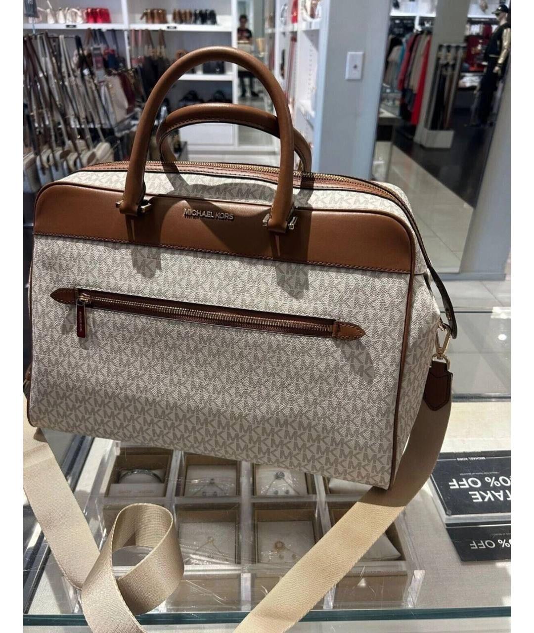 MICHAEL KORS Бежевая синтетическая дорожная/спортивная сумка, фото 5