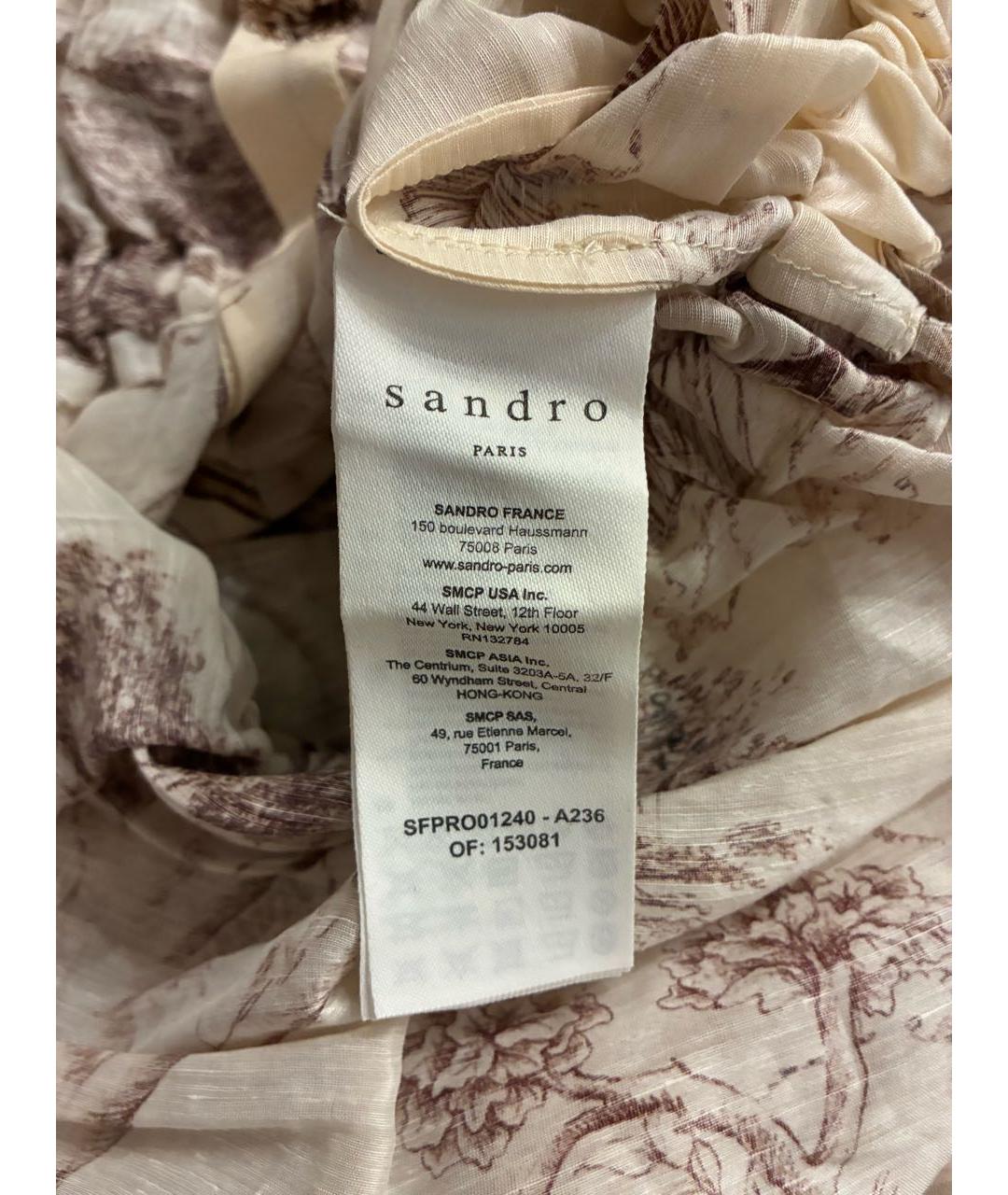 SANDRO Бежевое льняное повседневное платье, фото 4