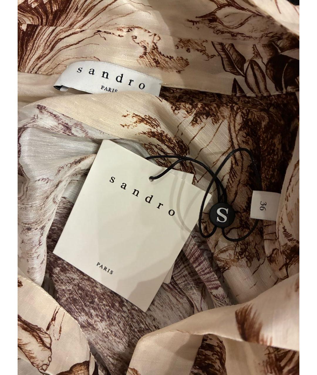 SANDRO Бежевое льняное повседневное платье, фото 3